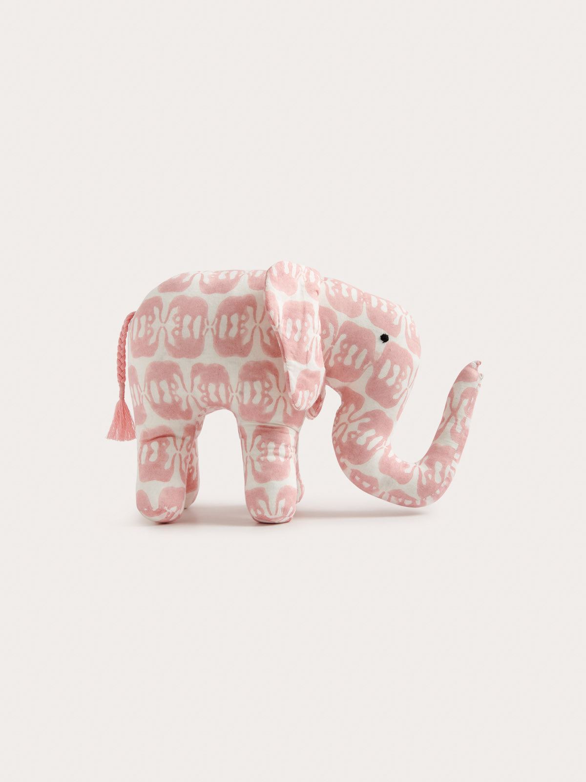 Pink patterned soft elephant ornament called "Tara the Elephant Elephants of India" made from 80s cotton voile.