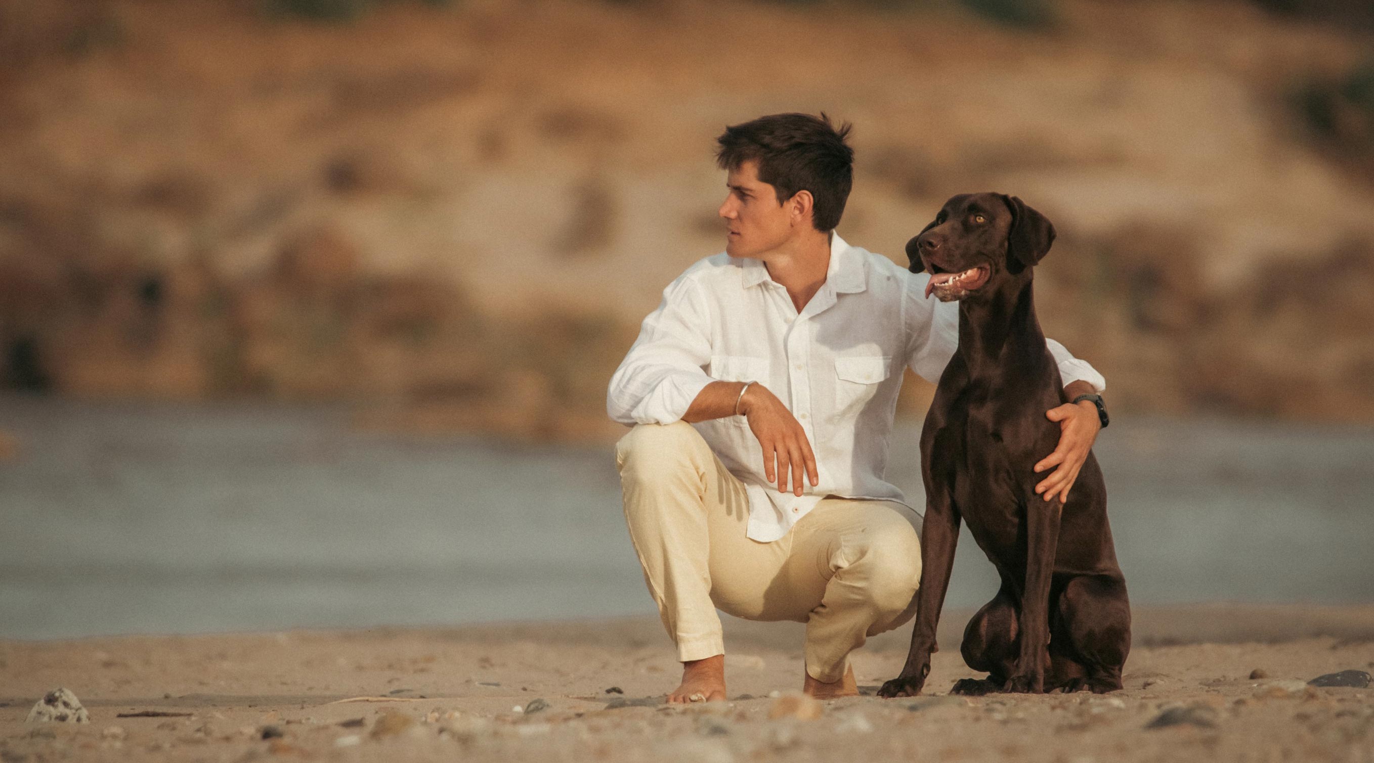 Taru Carr-Hartley of the Sheldrick Wildlife Trust wearing Love Brand & co with dog Dingo.