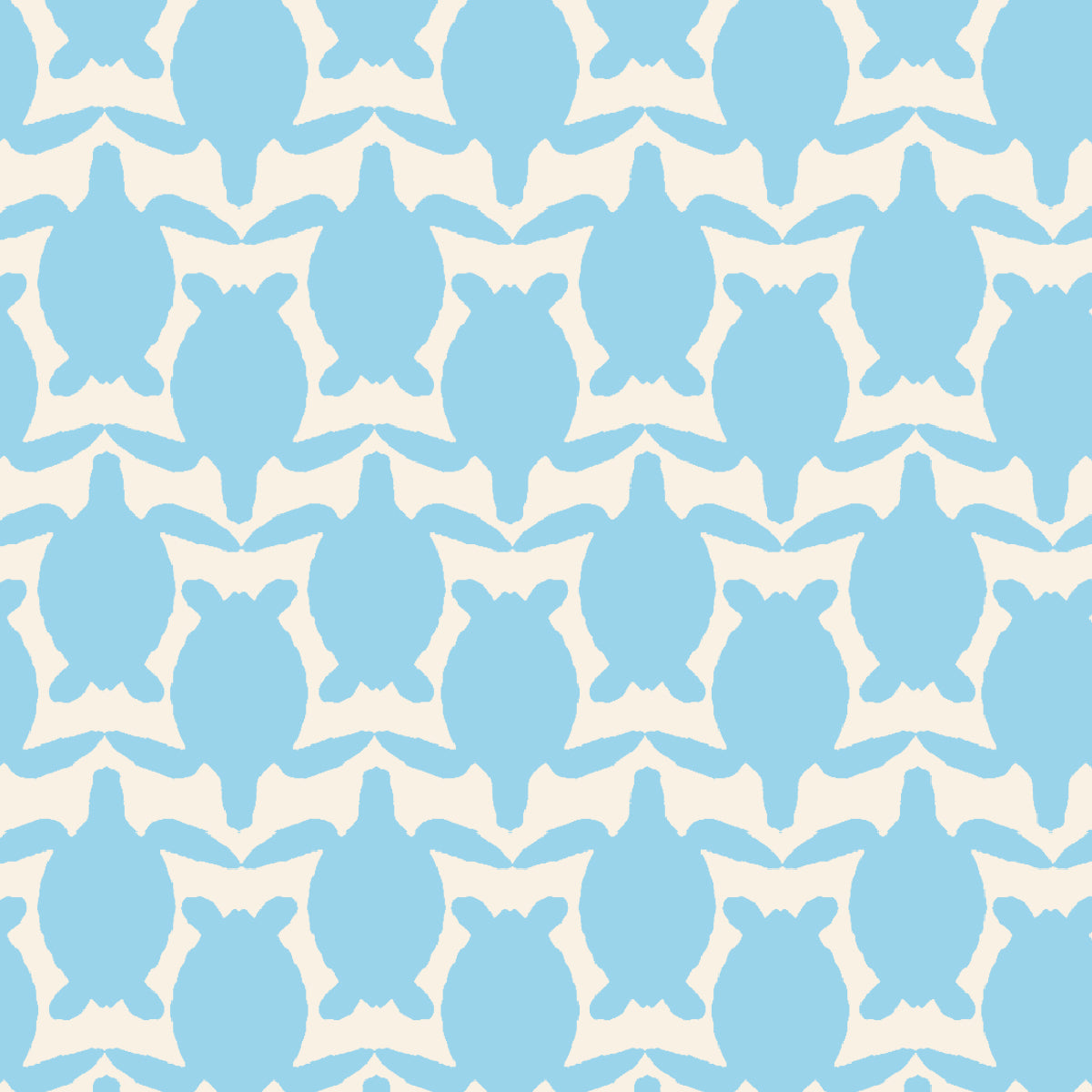 A repeating pattern of light blue sea turtle silhouettes on a warm off-white background.