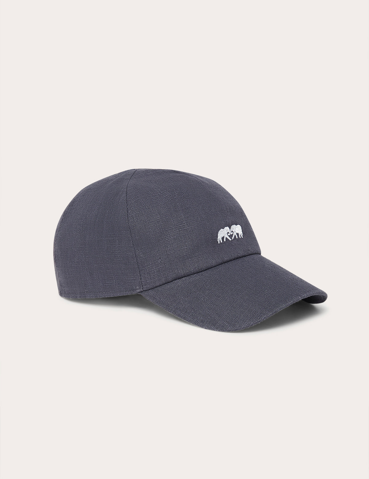 Mens Washed Navy Finley Cap made from 100% linen with an embroidered logo.