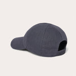 Mens Washed Navy Finley Cap made from 100% linen, showcasing the back view and adjustable strap.