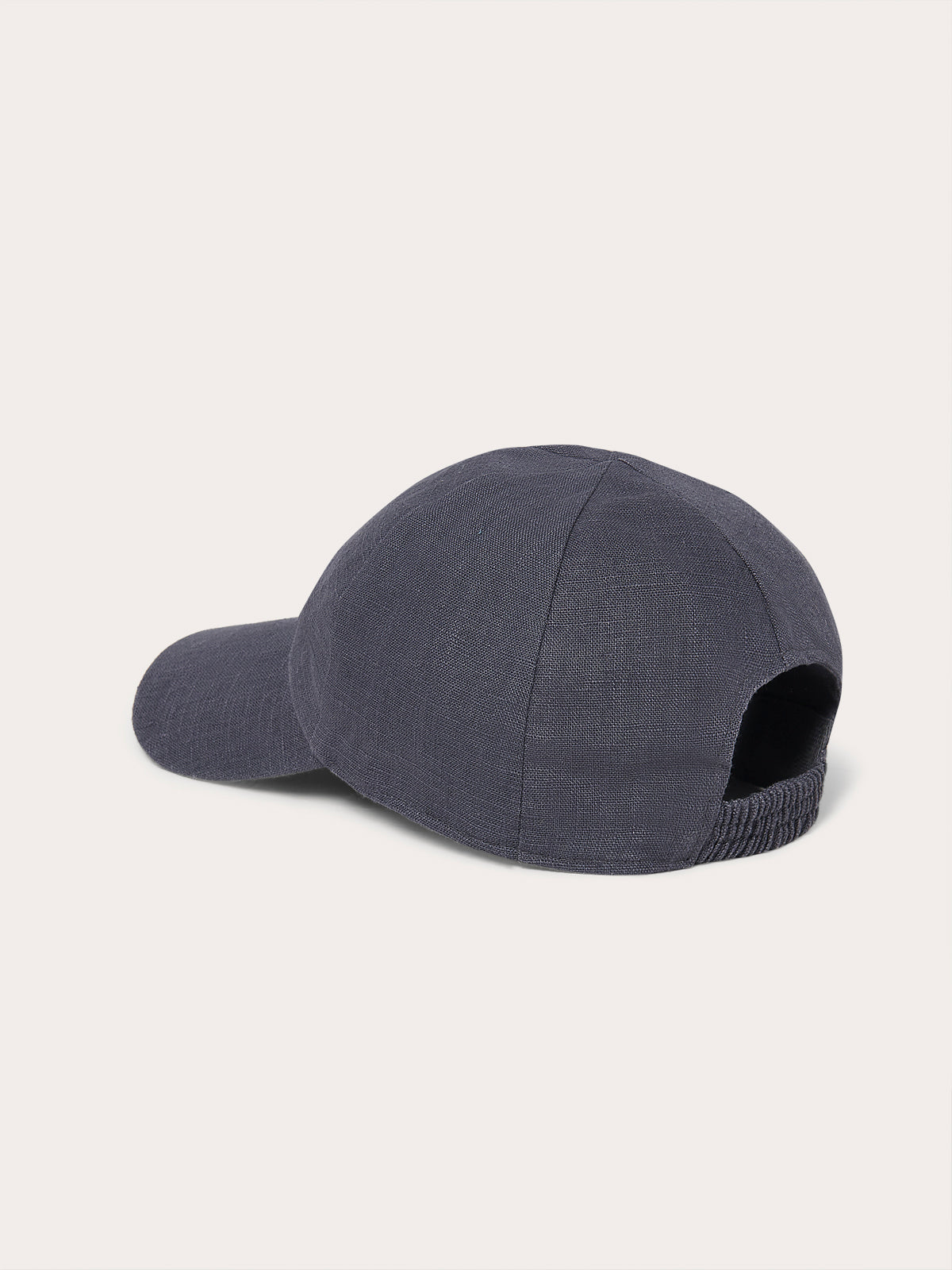 Mens Washed Navy Finley Cap made from 100% linen, showcasing the back view and adjustable strap.