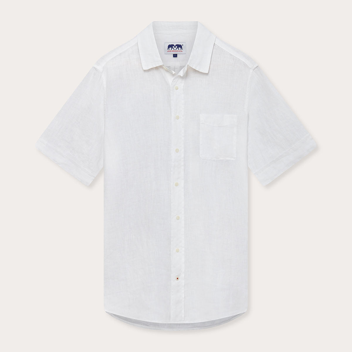 Men's White Manjack Linen Shirt, short-sleeve, button-down, featuring a front chest pocket. Old money shirts made from 100% linen for ultimate comfort and style.