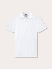 Men's White Pensacola Polo Shirt displayed in a front view.