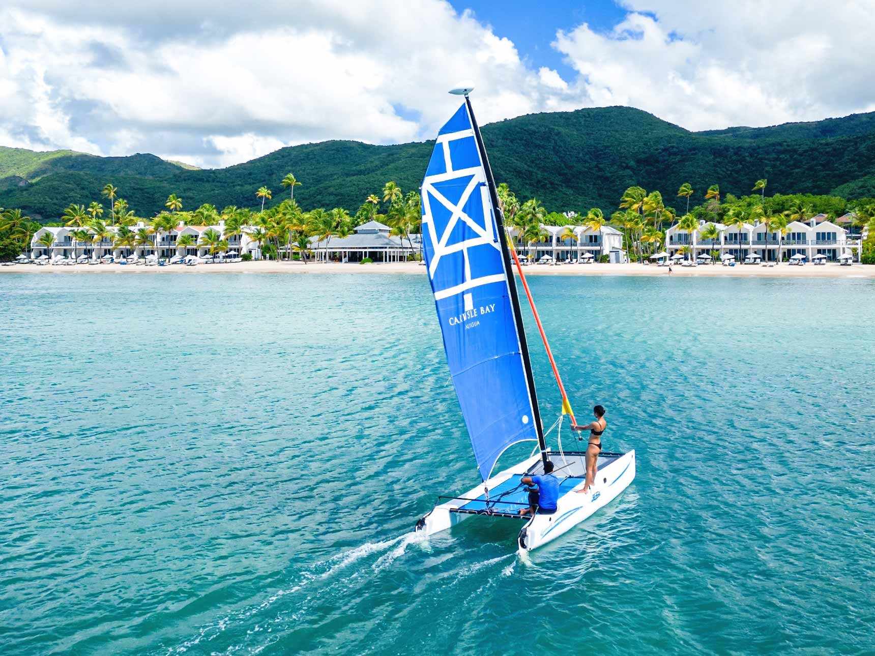 Windsurfing on the waters of Carlisle Bay overlooking the resort.