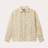 Brown and white linen shirt in love brand elephant palace print. Long sleeved button-up shirt made from 100% linen.