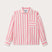 Womens Strawberries & Cream Inagua Linen Shirt by love brand & co. Pink and white striped patterned long-sleeved button-up shirt.