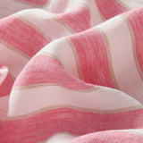 Close-up of Womens Strawberries & Cream Musha Linen Shorts fabric. Pink and white striped linen shorts.