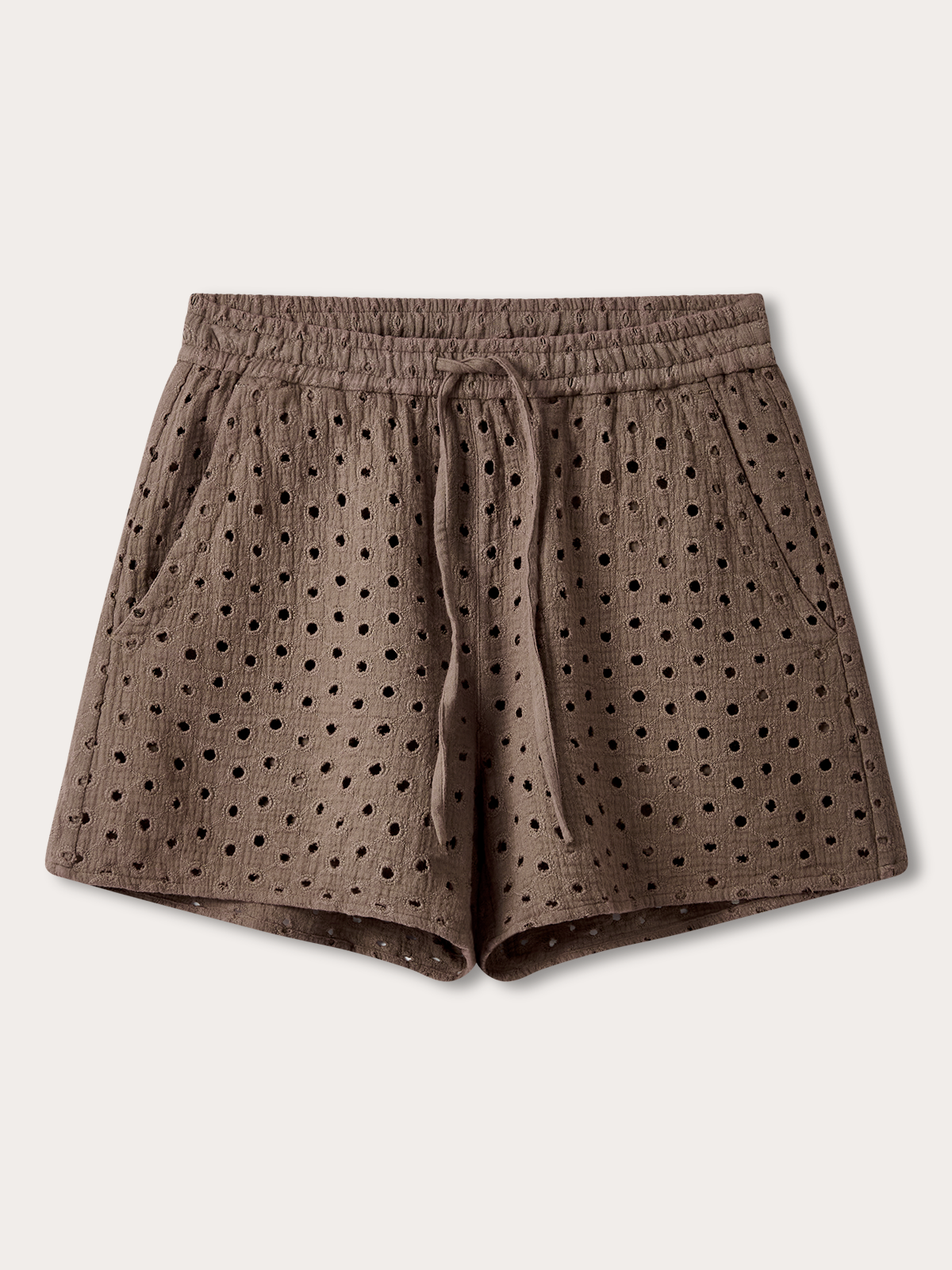 Womens brown eyelet shorts