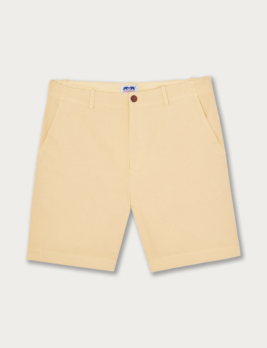 Men's Stone Harvey Cotton Shorts made from soft-touch organic cotton twill, featuring classic design and corozo nut buttons.