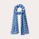 Womens Elephant Palace Blue Yuma Cotton Scarf featuring our bestselling elephant palace blue print in 100% linen fabric.