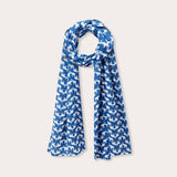 Womens Elephant Palace Blue Yuma Cotton Scarf featuring our bestselling elephant palace blue print in 100% linen fabric.