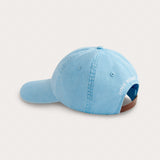 Back view of sky blue baseball cap by love brand 