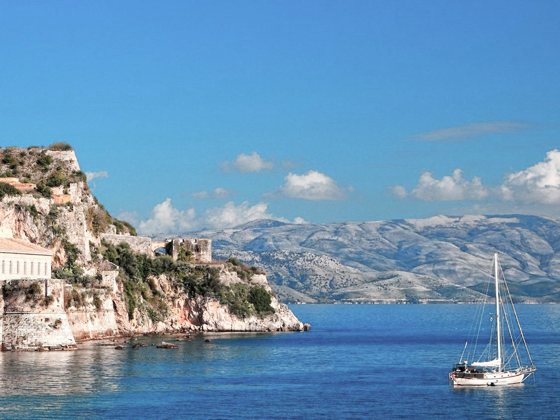 Sailing boat on Ionian Islands