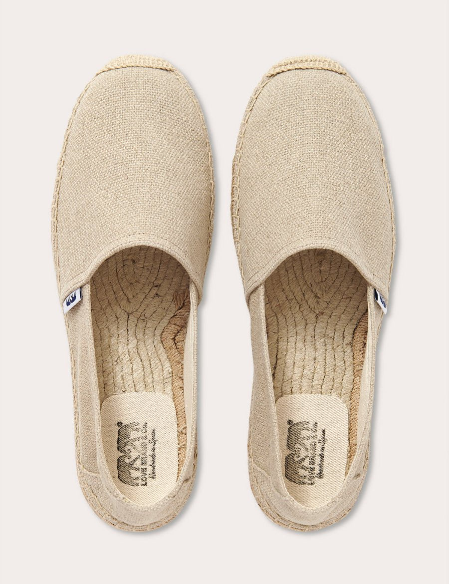 Stone brown espadrilles by love brand & co. overhead shot.