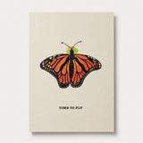 The Great Elephant Migration butterfly Greeting Card featuring 'Time To Fly' text.