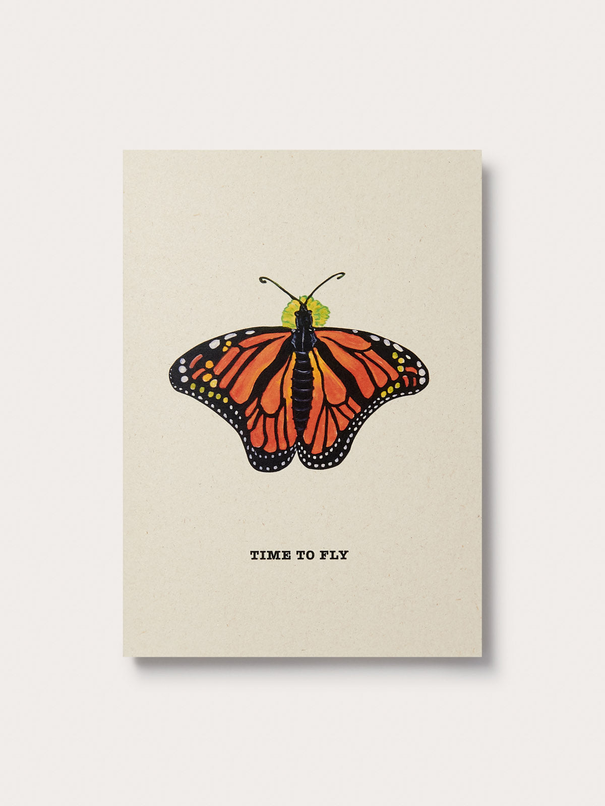 The Great Elephant Migration butterfly Greeting Card featuring 'Time To Fly' text.