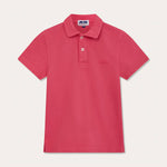 Boys Ruby Red Pensacola Polo Shirt made from 100% Fine Organic Cotton with signature embroidered elephants.