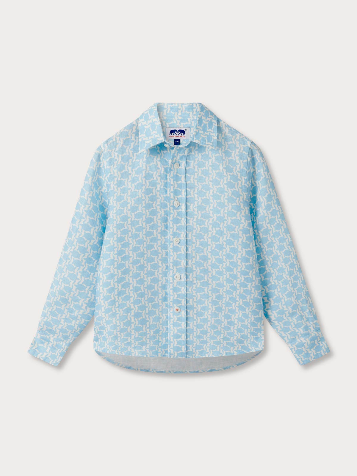 Light blue patterned shirt for kids on a white background
