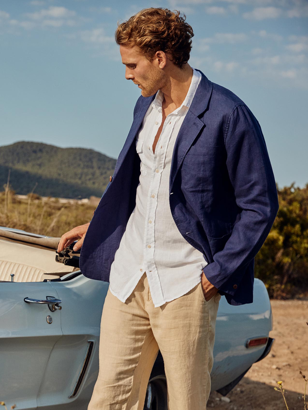 linen wear mens collection featuring mens linen shirts and trousers