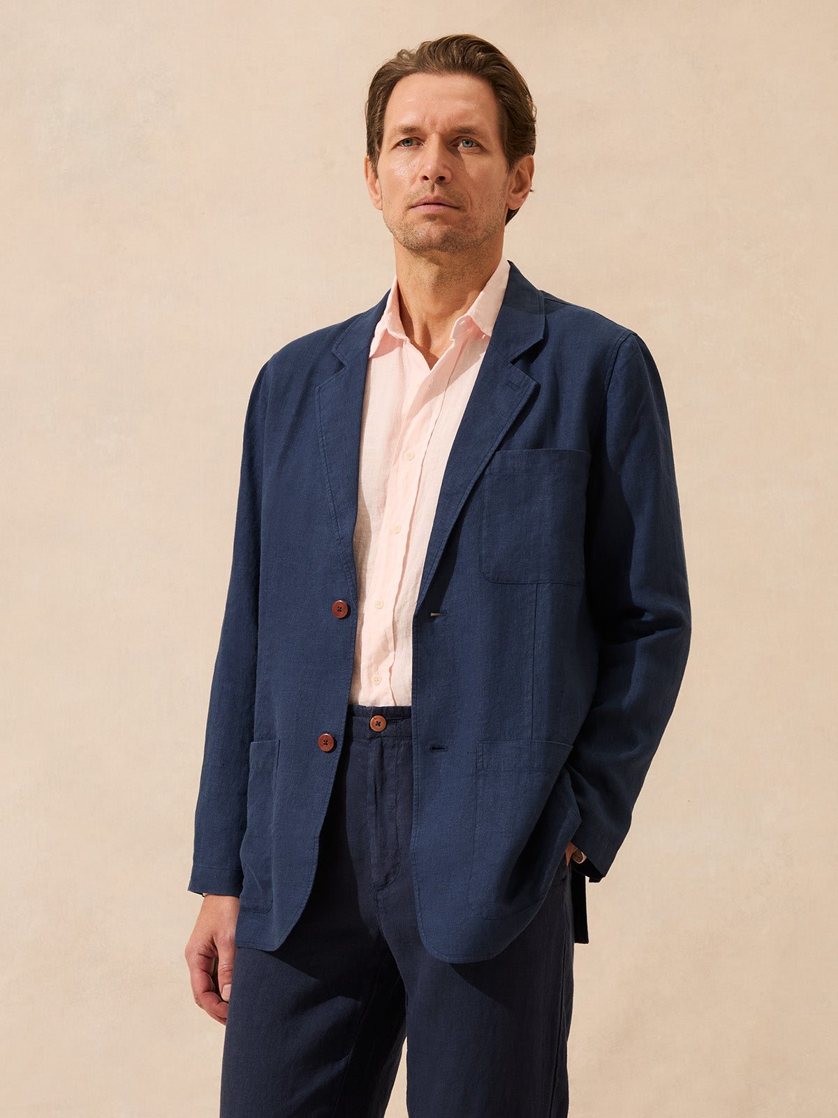 (新品未使用)Boyfriend Linen Jacket　36 Men's Navy Blue Nassau Linen Jacket – LOVE BRAND & Co.