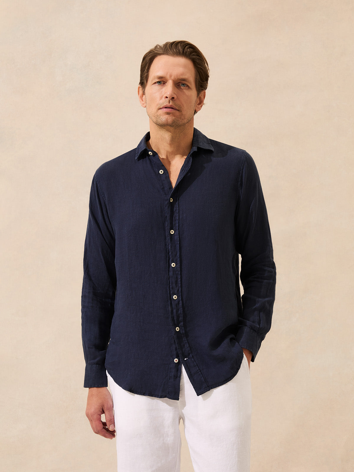 Men's Navy Blue Abaco Linen Shirt – LOVE BRAND & Co.