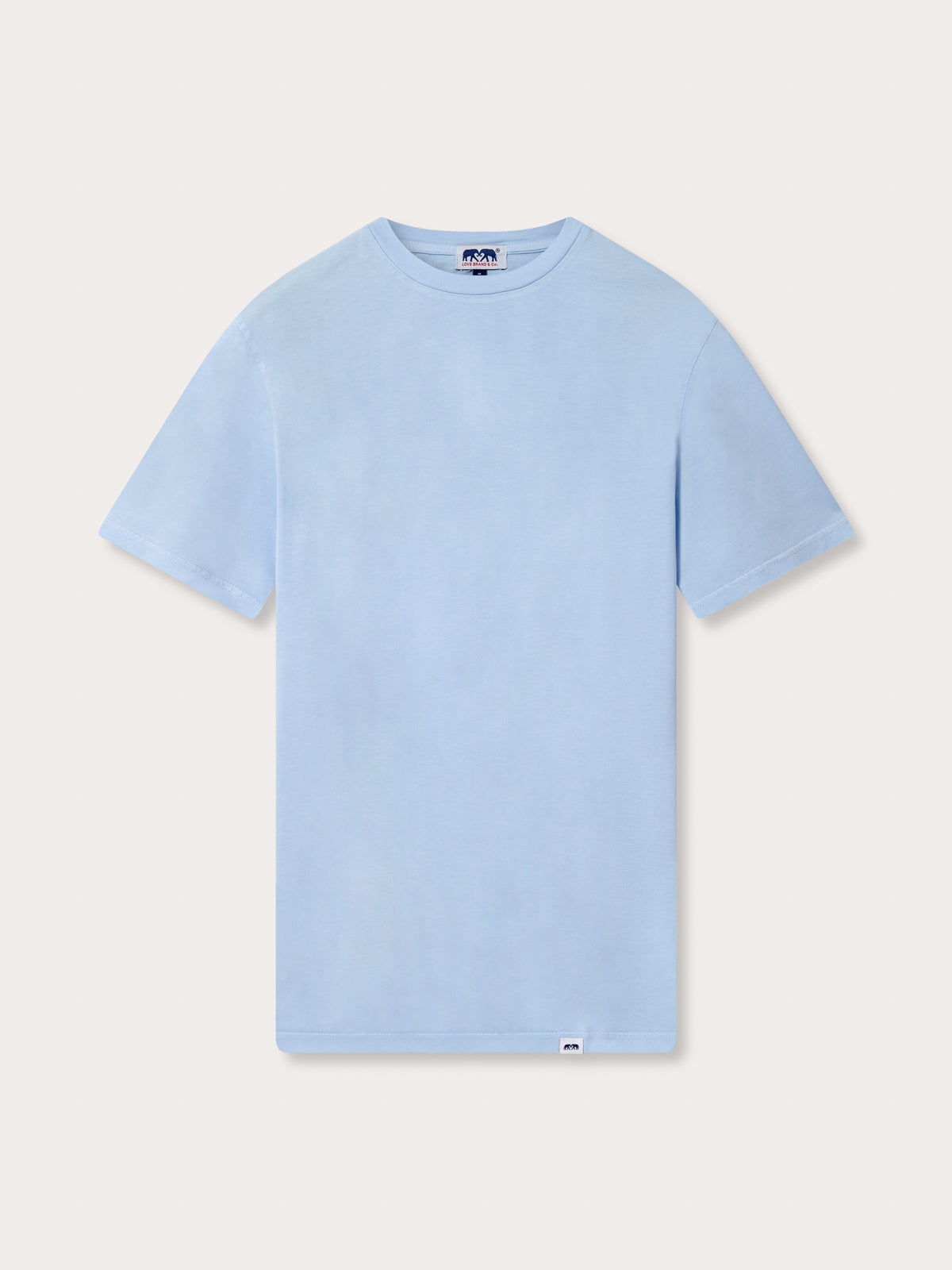 Light blue t-shirt for men on a white background.
