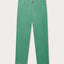 Men's Riviera Green Randall Linen Trousers displayed on light gray background. Front view of mens green linen trousers with 2 front pockets.