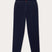 mens navy linen pants front view. Old money men's style linen trousers featuring 2 front pockets.