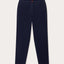 mens navy linen pants front view. Old money men's style linen trousers featuring 2 front pockets.