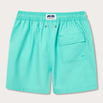 Men's Cay Green Staniel Swim Shorts back view. Plain green swim shorts with a back pocket.