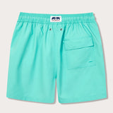 Men's Cay Green Staniel Swim Shorts back view. Plain green swim shorts with a back pocket.