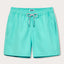 Men's Cay Green Staniel Swim Shorts. Plain green swim shorts front view with a drawstring tie and elasticated waist.