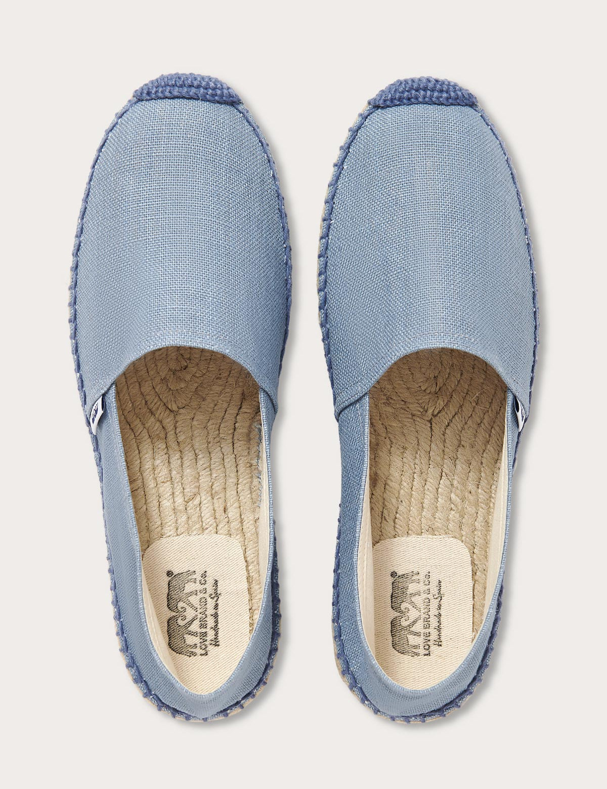 Top view of Love Brand & Co. espadrille blue shoes