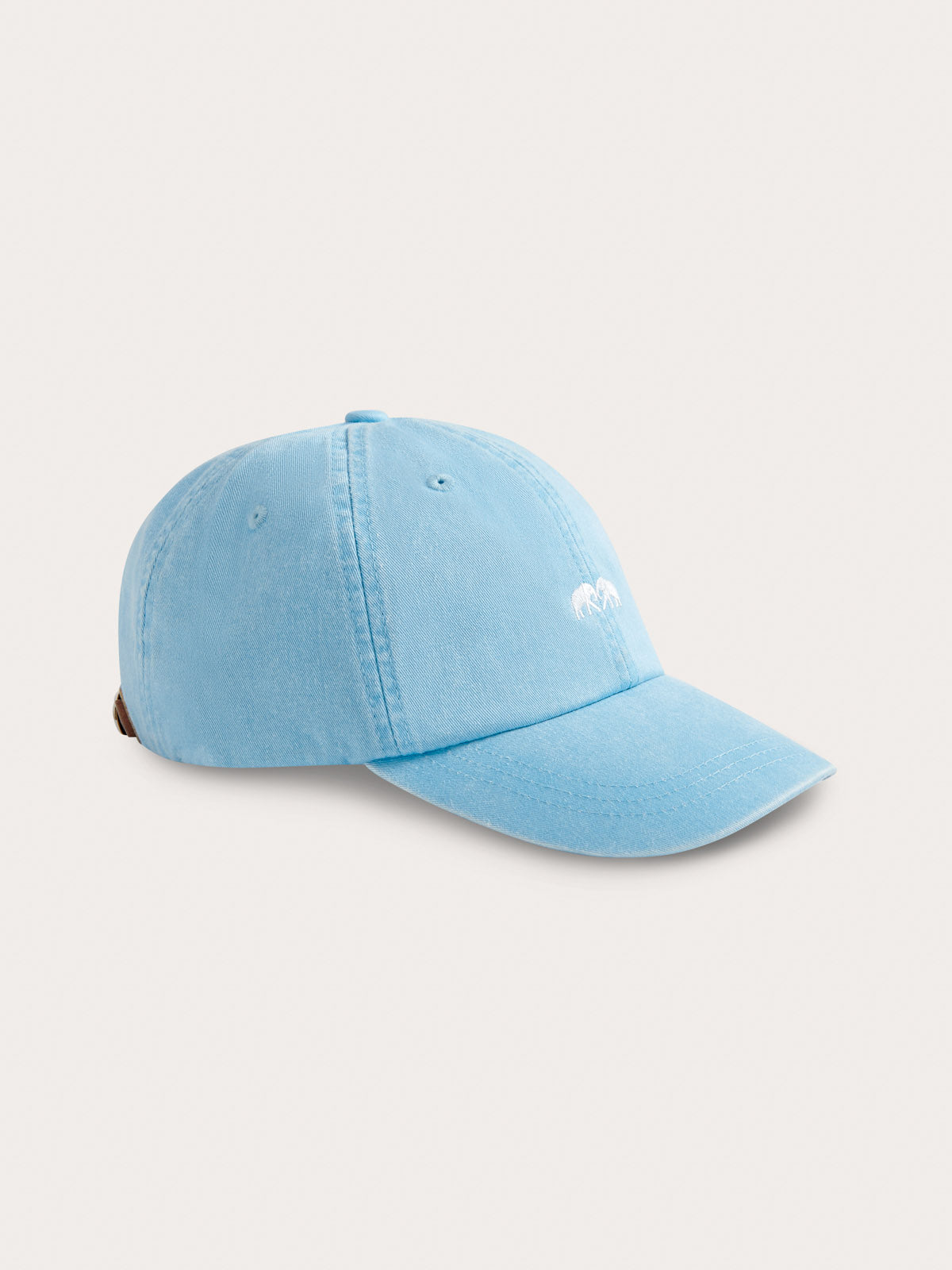 Light blue baseball cap on a light grey background