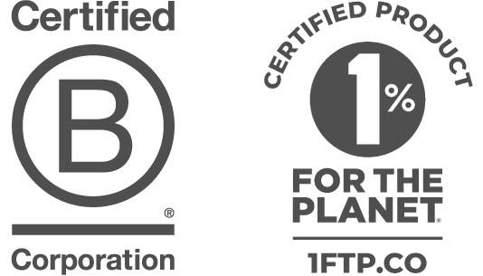 Certified B Corporation and 1% for the Planet logos on a white background