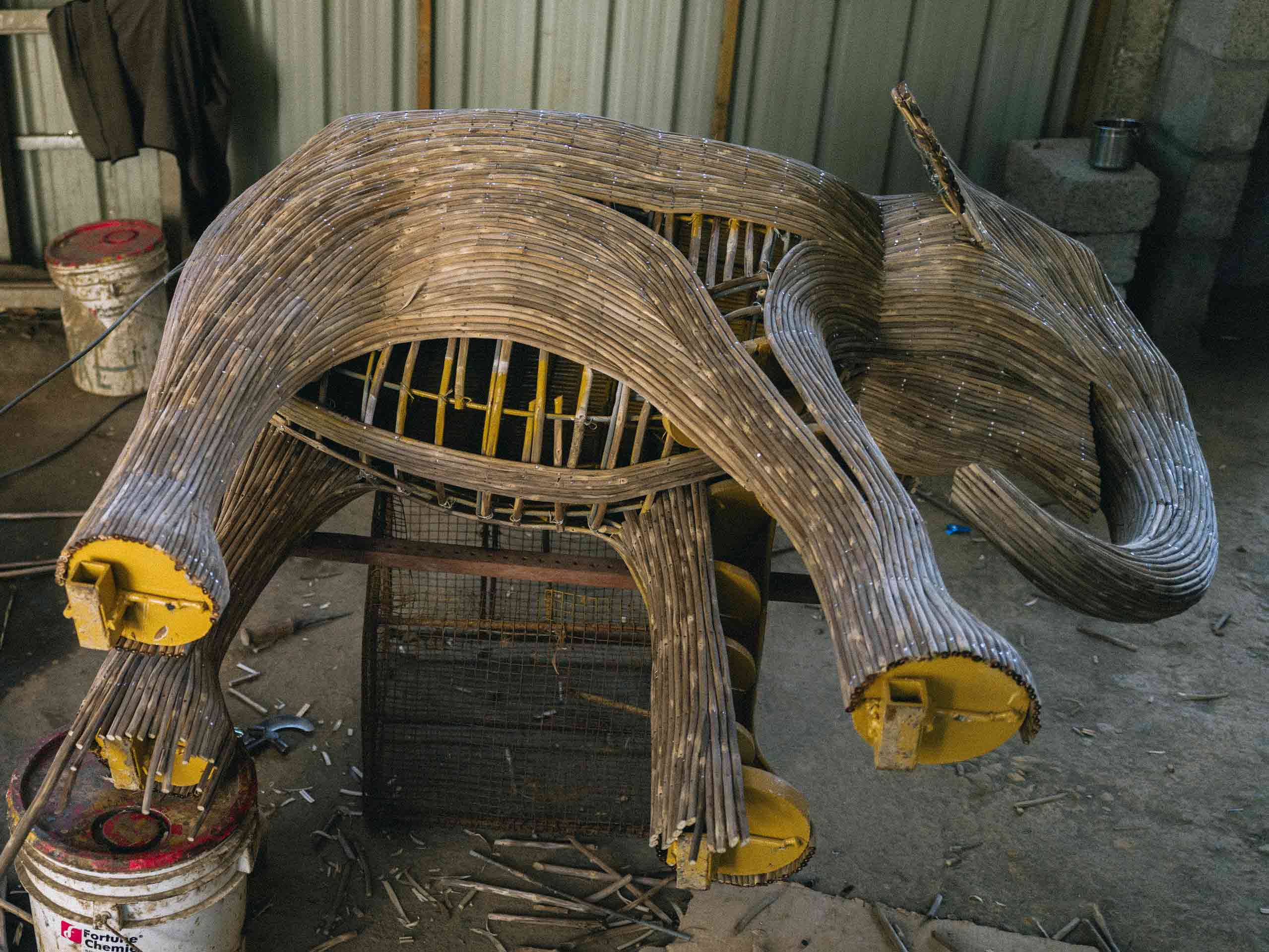 the great migration elephant statues being made in India. 