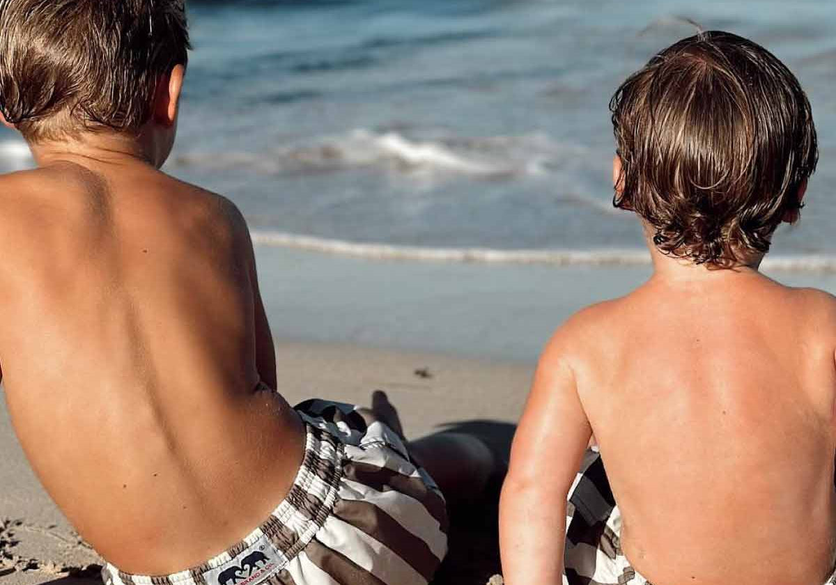 family wear brown and white swim shorts by mens swimsuit brands love brand & co.