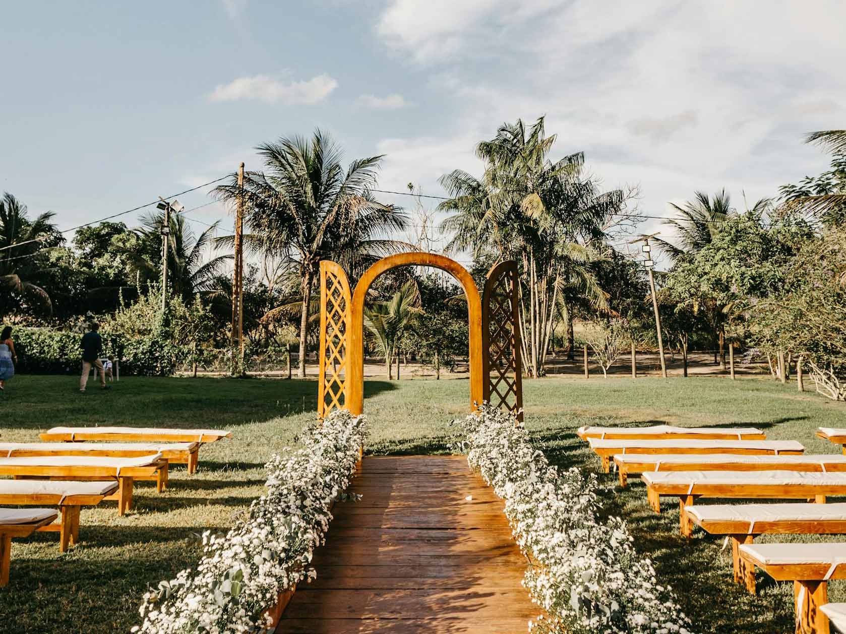 wedding arch in lush park
