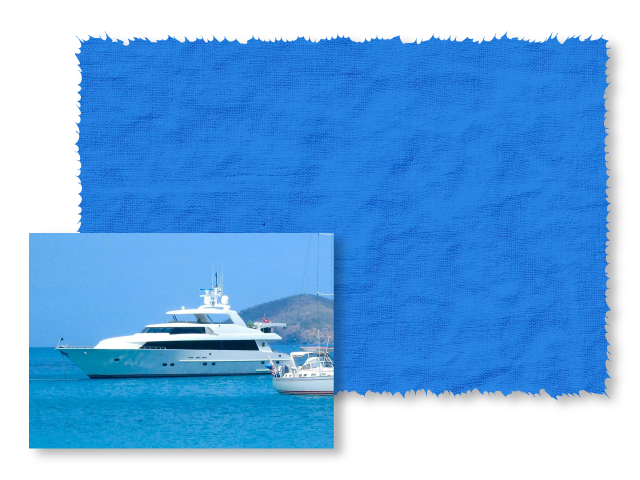 Yacht on a blue background