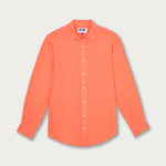 Coral Abaco mens Linen Shirt with long sleeves and button front, made from 100% breathable linen fabric.