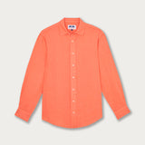 Coral Abaco mens Linen Shirt with long sleeves and button front, made from 100% breathable linen fabric.