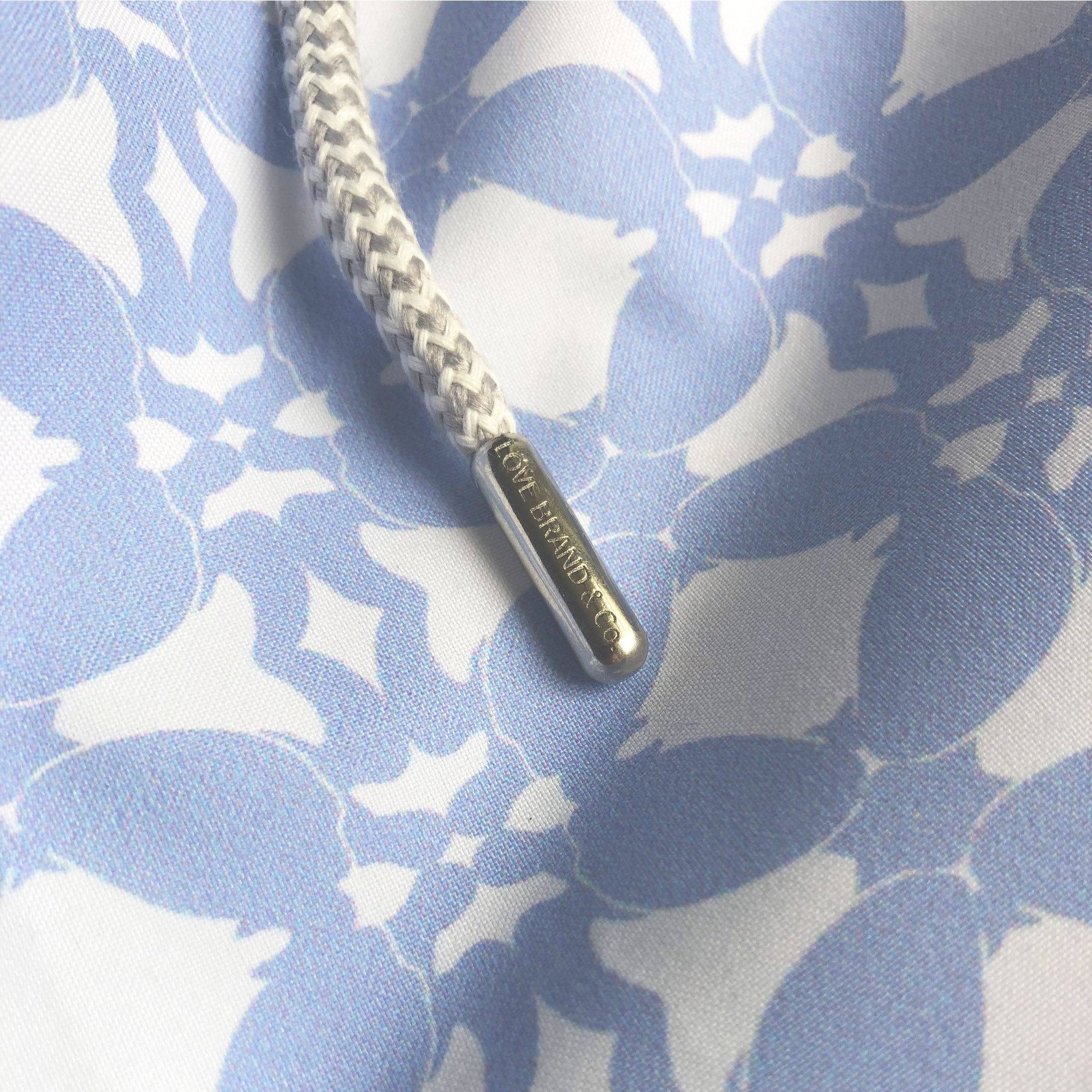 close-up of blue shark fabric