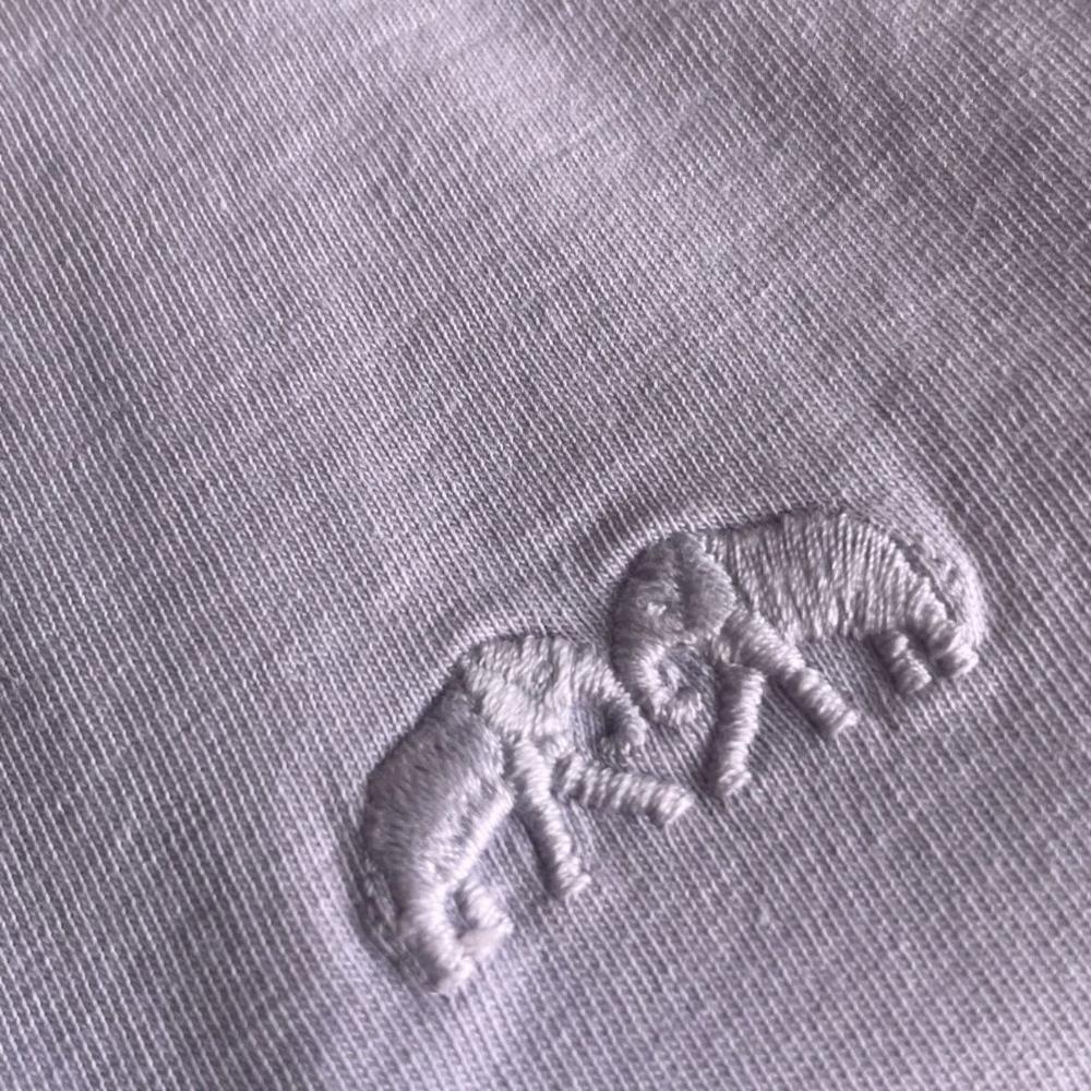 Men's Lavender Lockhart T-Shirt featuring soft organic cotton fabric with embroidered elephant design.