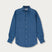 Men's Chambray Abaco Linen Shirt in blue, long-sleeve, button-down front, displayed on a plain background.