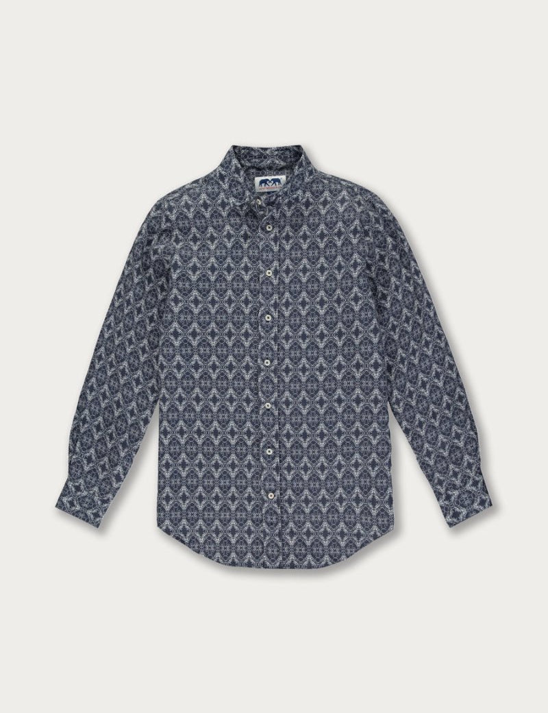 Men's Going Gecko Abaco Linen Shirt featuring a unique layered gecko print design, made from 100% soft and breathable linen.