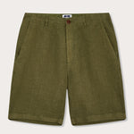 Men's Olive Green Burrow Linen Shorts with Corozo Nut Buttons