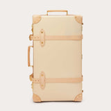 Globe-Trotter Safari 26" Trolley Case in a classic cream color with tan leather accents, designed in collaboration with LOVE BRAND & Co.