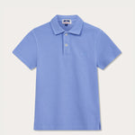 Boys Ocean Blue Pensacola Polo Shirt made of 100% Fine Organic Cotton with signature embroidered elephants.