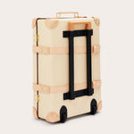 Globe-Trotter Safari 20" Trolley Case in cream with tan leather details and black handle, designed in collaboration with LOVE BRAND & Co.